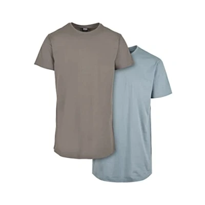 Afbeelding van Urban Classics Prepack Shaped 2PACK Tshirt basic, Heren, Maat: Small, Asphalt/dustyblue