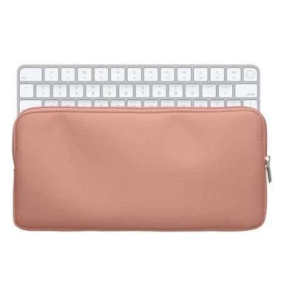 Afbeelding van kwmobile toetsenbord hoes geschikt voor Apple Magic keyboard hoesje Nylon beschermhoes Reis case met rits Keyboards cover in pastelkleurige perzik
