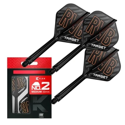 Afbeelding van TARGET Darts Raymond van Barneveld K Flex Flights and Shaft System, Nr.2 (Middelmatig, 33mm) Pak 3 Kflex All In One Flights, Player Edition Accessoires Dart Stem