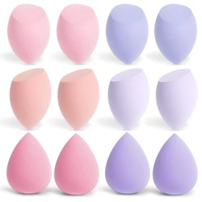 Afbeelding van AiQInu 12 stuks make upspons, foundation, beauty blender, upspongenset, spons voor vloeibare poeder, puf, cosmetica gereedschap