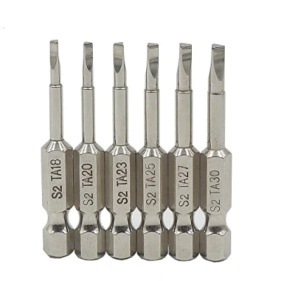 Afbeelding van Uacen 6 delige magnetische driehoekige schroevendraaier bitset, S2 stalen schroevendraaierbits 1/4 inch zeskantige boor, 50 mm lengte