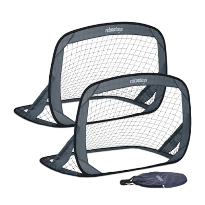 Afbeelding van Relaxdays voetbaldoel pop up set van 2 kinderdoel opvouwbaar mini doeltjes licht