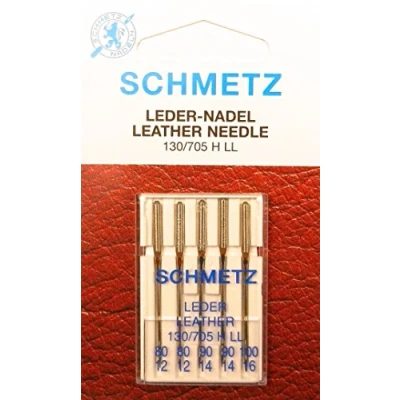 Afbeelding van SCHMETZ 5 lederen naaimachines naalden assortiment (platte kolf) 130/705 H LL dikte 80/12, 90/14, 100/16