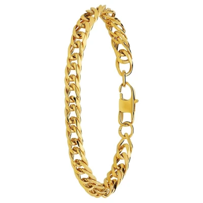 Afbeelding van Lucardi Kinder Stalen goldplated Armband met gourmetschakel Staal Goud 17 cm