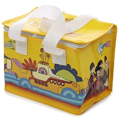 Afbeelding van Kleine Koeltas voor lunch geel met Yellow Submarine print 16 x 21 14 cm 4,7 liter