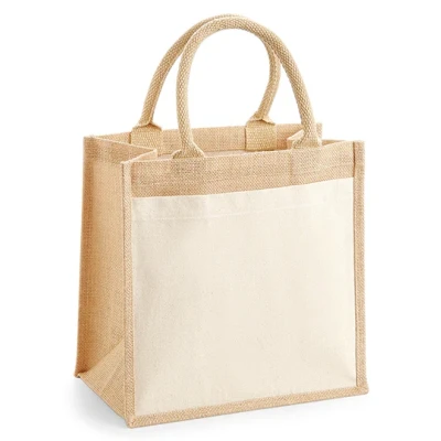 Afbeelding van Cotton Pocket Jute Midi Bag (Natuurlijk)