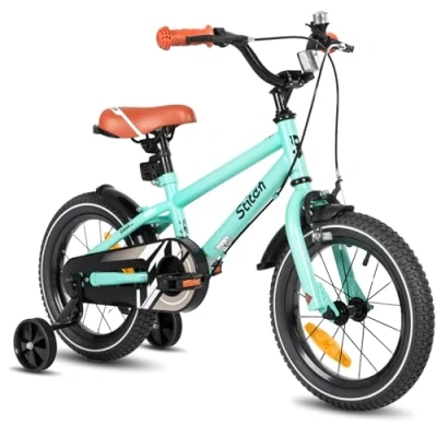 Afbeelding van STITCH kinderfiets voor meisjes en jongens van 3 tot 5 jaar, 14 inch met stabilisatoren handremmen, 95% gemonteerd, groen