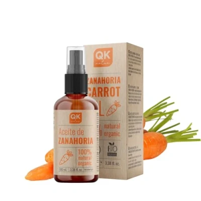 Afbeelding van Qknatur WORTELOLIE 100 ml 100% puur en natuurlijk Natuurlijke zonnebruiner hydrateert verjongt de huid Herstelt, voedt het haar Glazen fles.