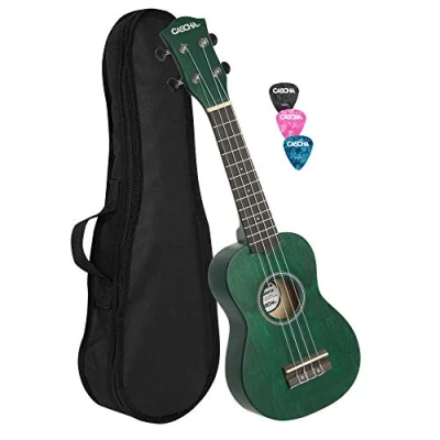 Afbeelding van Cascha HH 3963 sopraan ukelele groen met tas en plectra