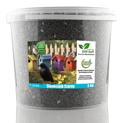 Afbeelding van 3kg zonnebloempitten zwart strooivoer vogelvoer vogels wilde zonnebloemen in emmer (3 kg)