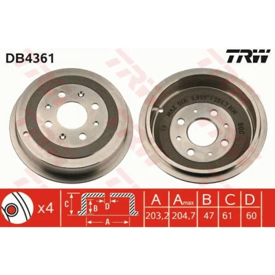 Afbeelding van Trw Remtrommel DB4361