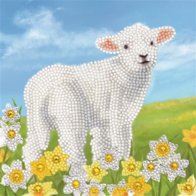 Afbeelding van Crystal Card kit diamond painting Little Lamb 18 x cm