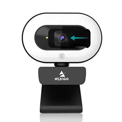 Afbeelding van NexiGo StreamCam N930E met software, 1080P webcam ringlicht en privacyafdekking, autofocus, plug and play, webcamera voor online leren, Zoom Meeting Skype Teams, PC Mac Laptop Desktop