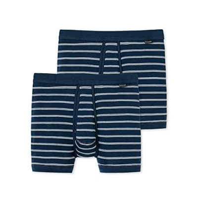 Afbeelding van SCHIESSER Original Classics shorts (2 pack) Feinripp met gulp blauw gestreept Maat: XXL