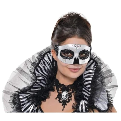 Afbeelding van amscan 841323 55 (Box6) Venetiaans masker zwart en bot