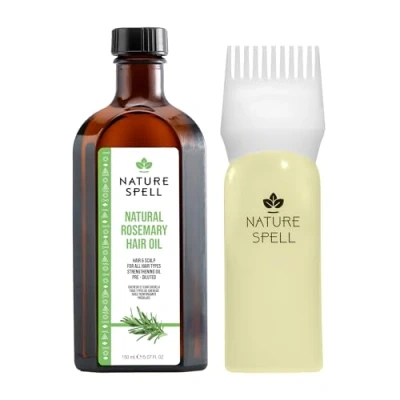 Afbeelding van Nature Spell rozemarijnolie voor haar met haarolie applicator, fleskam, 150 ml, haargroei, behandel droog, beschadigd om haaruitval te bestrijden,