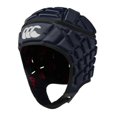 Afbeelding van Canterbury CCC Rugby Raze Hoofdbeschermer, Scrum Cap, Volledige dekking, Zachte Randen Kinriem, Ontworpen Gaten Hulp Ventilatie, Foam Padding, Navy, L