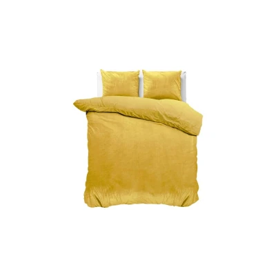 Afbeelding van Dekbedovertrek 2 Persoons 200x200 Sleeptime Velvet Geel Inclusief Kussenslopen