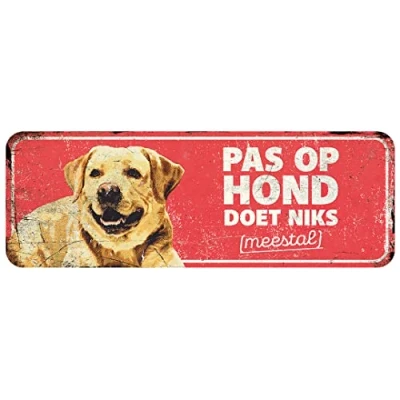 Afbeelding van D&amp;d Home Waakbord Hond Waarschuwingsbord Labrador Nl 40x13x0,3cm Rood 1st