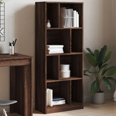 Afbeelding van Boekenkast 57x28,5x141 cm bewerkt hout bruin eikenkleurig
