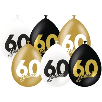 Afbeelding van Ballonnen 60 jaar Celebration! 30cm 6 stuks