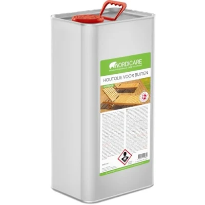 Afbeelding van Nordicare Houtolie voor buiten [5L] lariks, eiken, teak of acaciahout I houtbescherming buitenshuis Houtbeschermingsolie buiten, teakolie tuinmeubelen, houtverzorgingsolie, lariksolie, bangkirai olie