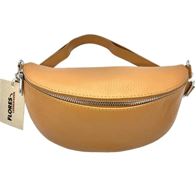Afbeelding van Flores Lederwaren Crossbody/Heuptas model &#039;The Sling&#039; camel.