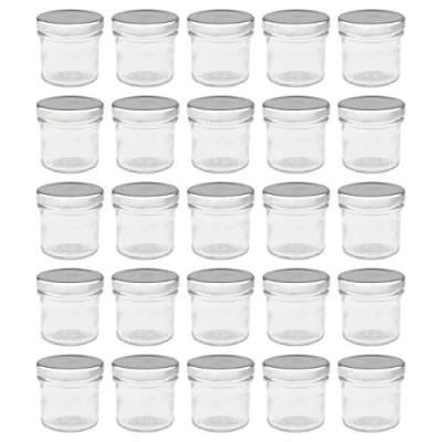 Afbeelding van WELLGRO® Inmaakpotten met schroefdeksel, 72 ml, 5,5 x cm (diameter hoogte), glas/metaal, zilveren deksel, Made in Germany, keuze uit verschillende hoeveelheden, aantal: 25 stuks