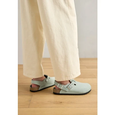 Afbeelding van Birkenstock Tokio Muiltjes, Dames, Maat: 39, Pure sage Veloursleer