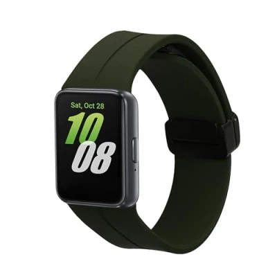 Afbeelding van kwmobile horlogebandje geschikt voor Samsung Galaxy Fit 3 polsband Smartwatch bandje van TPU Activity tracker horloge band in donkergroen