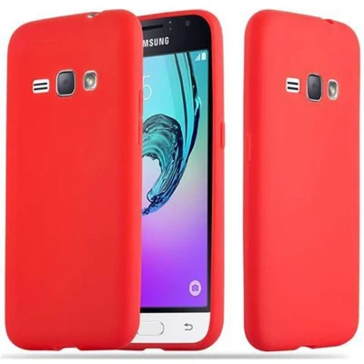 Afbeelding van Cadorabo Hoesje geschikt voor Samsung Galaxy J1 2016 in CANDY ROOD Beschermhoes TPU silicone Case Cover