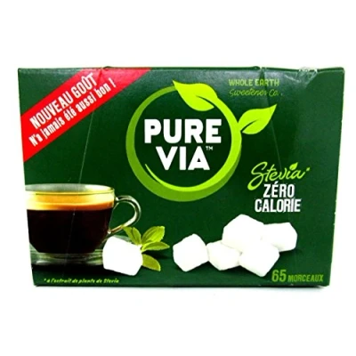 Afbeelding van Pure Via doos met 65 suikerstukken Stevia Zero Calorie