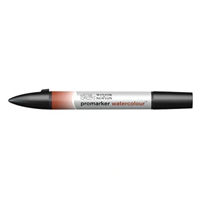 Afbeelding van Winsor &amp; Newton 0201061 Aquarelmarker 2 punten, penseel en fijne punt, lichtecht, hoog gepigmenteerde aquarelverf voor kalligrafie, tekeningen Water Colour Marker, Burnt Red
