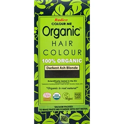 Afbeelding van Radico COLOUR ME ORGANIC Darkest Ash Blonde 100% Natuurlijke BIO 9 Kruiden Henna Haarverf Zonder Ammoniak PPD PTD met ECOCERT, HALAL, VEGAN 100g