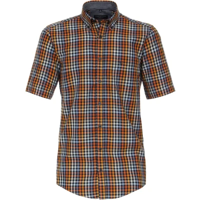 Afbeelding van Casa Moda Short Sleeve Overhemd Ruiten Multicolour maat XL Heren Overhemden Casual met Regular fit Pasvorm Katoen