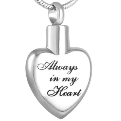 Afbeelding van Stalen zilverkleurig ashanger hart always in my heart