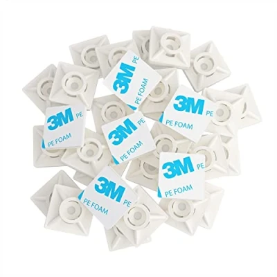 Afbeelding van intervisio Kabelbevestigingen Wit, 19 mm x 19mm, zelfklevende basis voor kabelbevestigers, kabelverbinders, 200 stuks