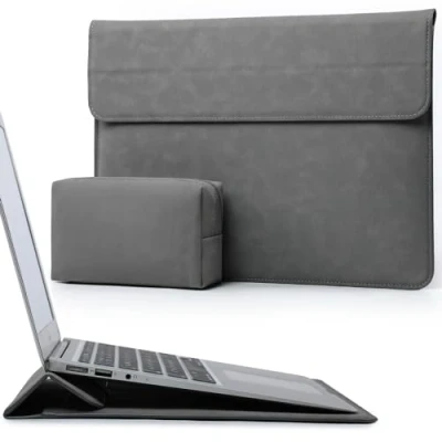 Afbeelding van HYZUO 13 13,5 Inch Laptop Hoes Sleeve met Standaard Functie Compatibel Surface 4 3/ Oud MacBook Air 13/ Pro 2012 2015/ HP ENVY Spectre x360 13, Donkergrijs