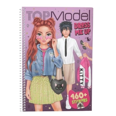 Afbeelding van Depesche 13387 TOPModel Rebel Kitty Dress Me Up stickerboek met 20 pagina&#039;s voorgedrukte modelmotieven om zelf te ontwerpen, incl. 7 stickervellen