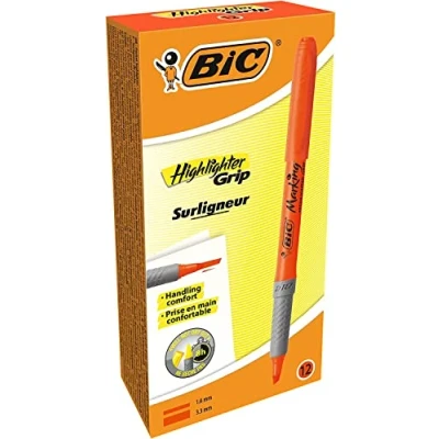 Afbeelding van Bic Markeerstift Highlighter Grip Oranje, Doos Van 12 Stuks