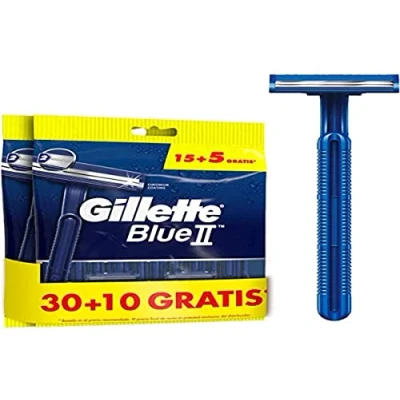 Afbeelding van Gillette Blue II scheermesjes voor heren, wegwerpscheermesjes met vaste kop, 30 + 10 gratis, 40 stuks
