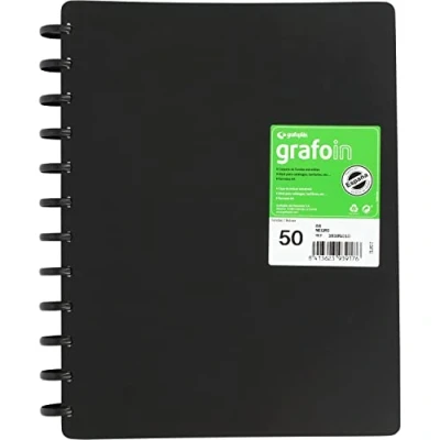Afbeelding van Grafoplás 39395010 zichthoezen met uitneembare hoezen, Grafo In, 50 A4, zwart, ruitmechaniek