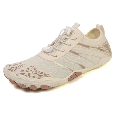 Afbeelding van DOTALES FlowStep Blotevoetenschoenen voor dames en heren, zomer, strandschoenen waterschoenen met brede teenbox, sneldrogend antislip, dagelijks gebruik, outdoor reizen, Beige bruin, 39