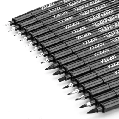 Afbeelding van YISAN Zwarte tekenpennen, 16 maten kunstpennen set, fineliner pennen, micro manga kalligrafiepennen, voor schetsen, technische tekening,70351