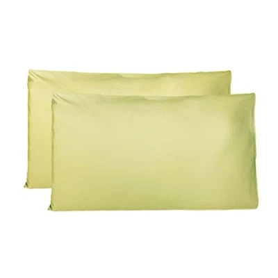 Afbeelding van Paar kussenslopen 100% Pure katoen 40x70 CM, Set van 2 Bed Kussen Stoffen Gemaakt in Italië, Tassluiting, Solid Color, Standaard Maat met Lichtgroen