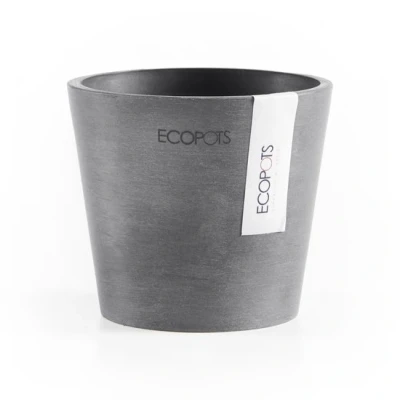 Afbeelding van Ecopots Amsterdam mini rond 10,5 cm grijs planten/bloembak pot