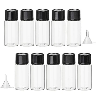 Afbeelding van Hyber&amp;Cara Set van 10 transparante flessen ml glazen fles mini monsterflessen met 2 trechter