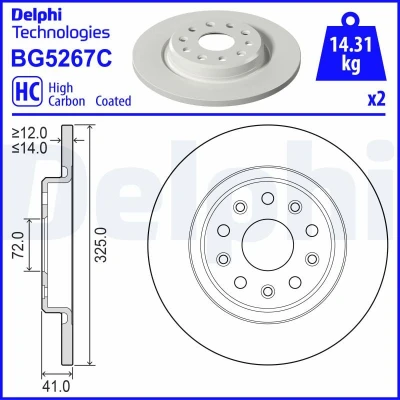 Afbeelding van Remschijf DELPHI BG5267C