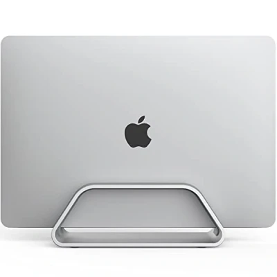 Afbeelding van HumanCentric Verticale laptopstandaard voor MacBook, compatibel met MacBook Pro Stand, Air Laptophouder Apple Laptop Bureaustandaard, Aluminium Standaard, Zilver