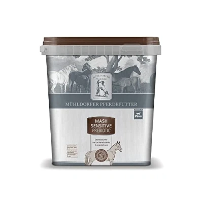 Afbeelding van Mühldorfer Mash Sensitive Prebiotic, 3 kg, graanzetmeel en suikergereduceerd paardenvoer, voor het voeden van magere of zware paarden